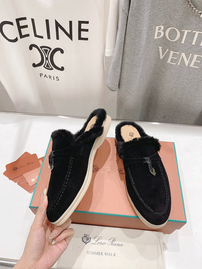 LP CHARMS WALK BABOUCHE LOAFERS BLACK FLEECE