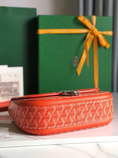 233 BAG 25 IN ORANGE CALFKIN AND GOYARDINE CANVAS