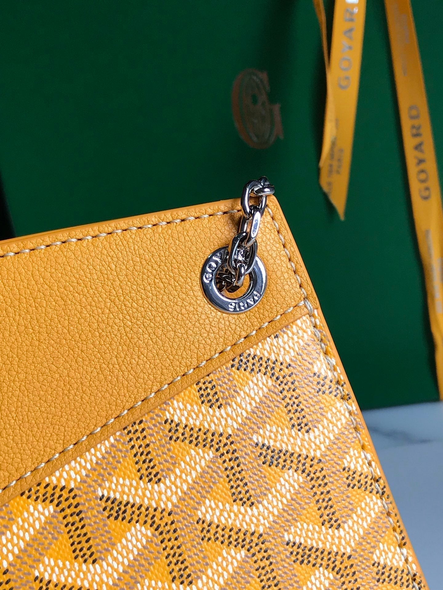 ROUETTE STRUCTURÉ MINI BAG 21 IN YELLOW GOYARDINE CANVAS AND CALFSKIN
