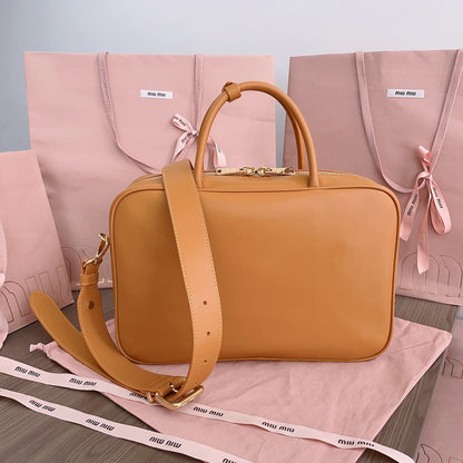 BEAU TOP HANDLE BAG 34 IN PERU BROWN CALFSKIN