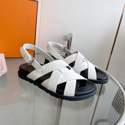 Genius Sandal Slingback White Calfskin Leather
