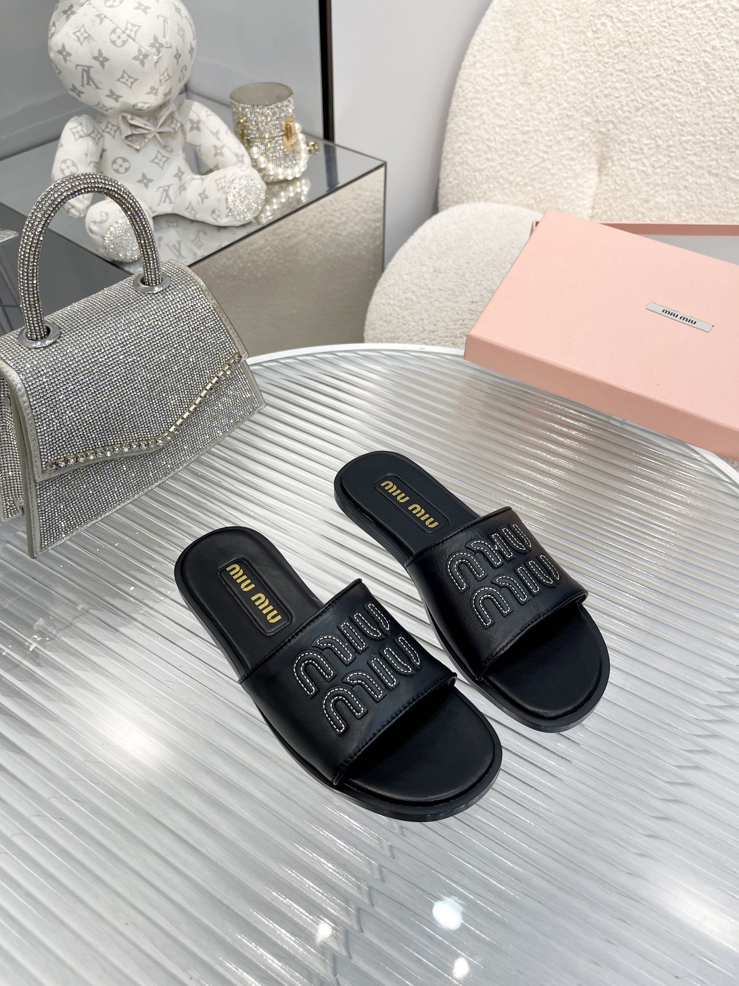 Slippers Black Leather