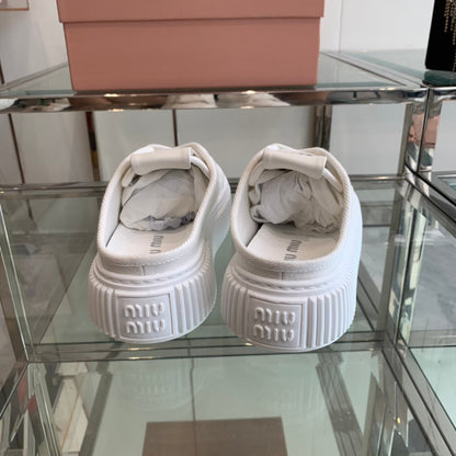 Mule Shoes White Canvas