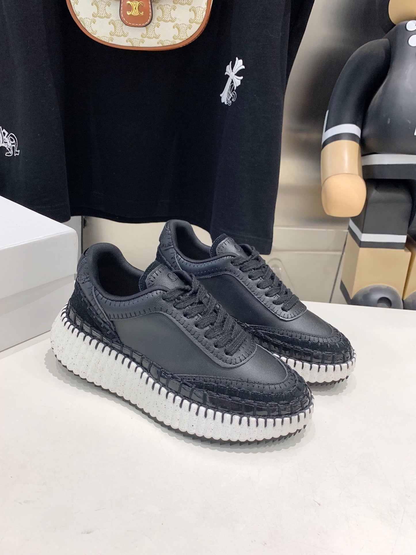 NAMA SNEAKER 5 CM IN BLACK CALFSKIN