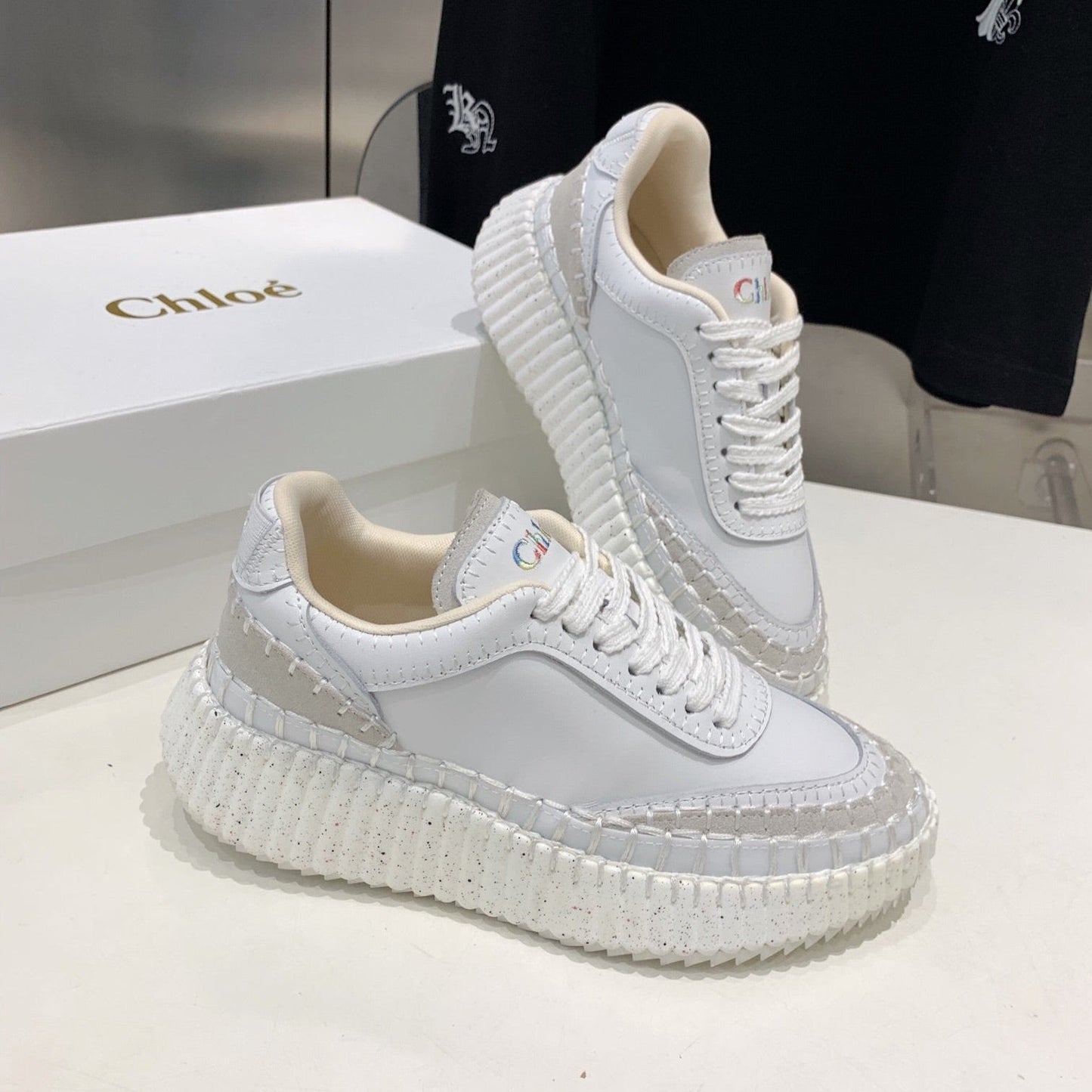 NAMA SNEAKER 5 CM IN WHITE CALFSKIN