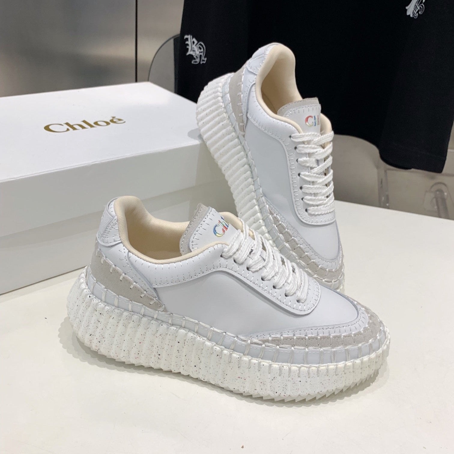 NAMA SNEAKER 5 CM IN WHITE CALFSKIN