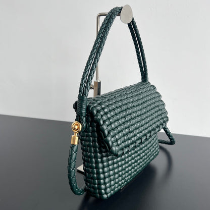 SWING MESSENGER 25 IN DARK GREEN LAMBSKIN GOLD HARDWARE