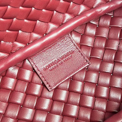 COBBLE TOP HANDLE BAG 23 IN BURGUNDY RED LAMBSKIN