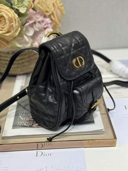 SMALL CARO BACKPACK 20 IN BLACK MACROCANNAGE LAMBSKIN