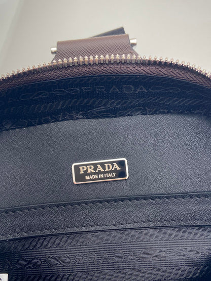 CHEST BAG 20 IN CHOCOLATE SAFFIANO LEATHER
