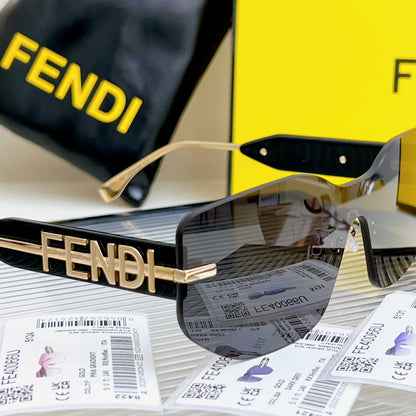 SQUARED RIMLESS VISOR SUNGLASSES FE40066U IN ACETATE AND METAL