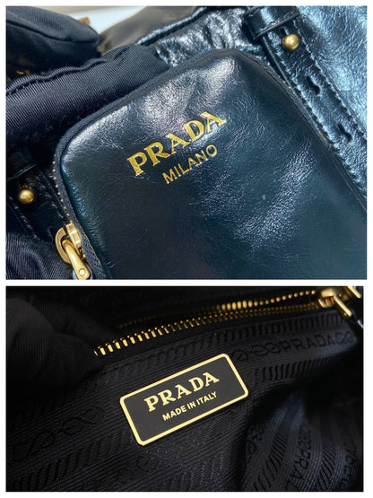 LARGE RECTANGULAR BAG 30 IN BLACK OIL WAX LAMBSKIN GOLD HARDWARE