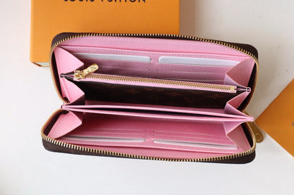 ZIPPY WALLET 19 CM IN BROWN MONOGRAM CALFSKIN WITH COLORFUL STICKER