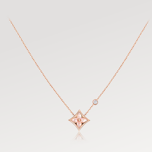 LV STAR PINK MOP 1 DIAMOND PINK GOLD NECKLACE