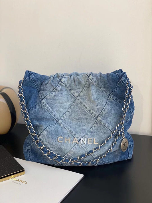 CC hobo 35cm jean Silver Hardware