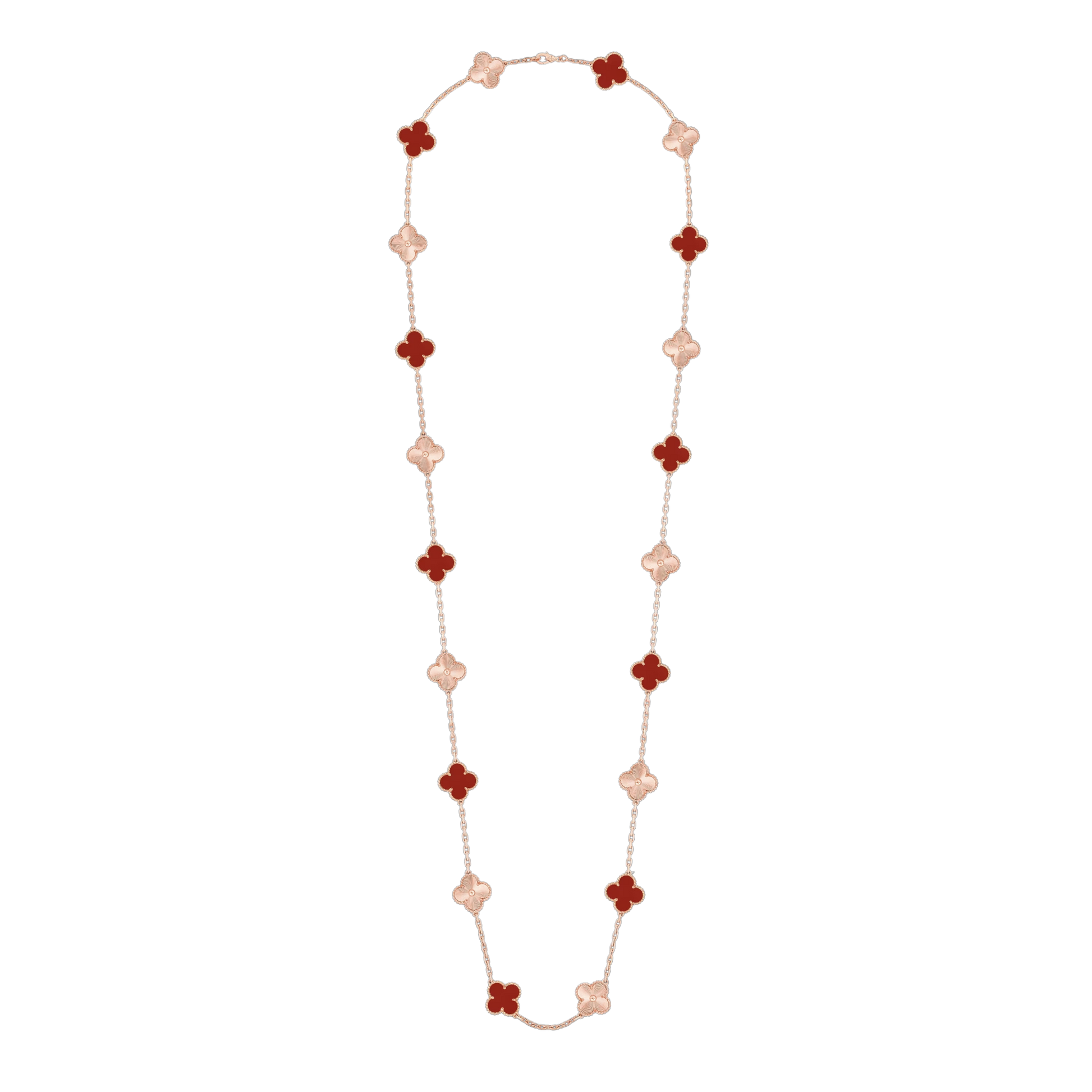 CLOVER 20 MOTIF CARNELIAN 86CM NECKLACE