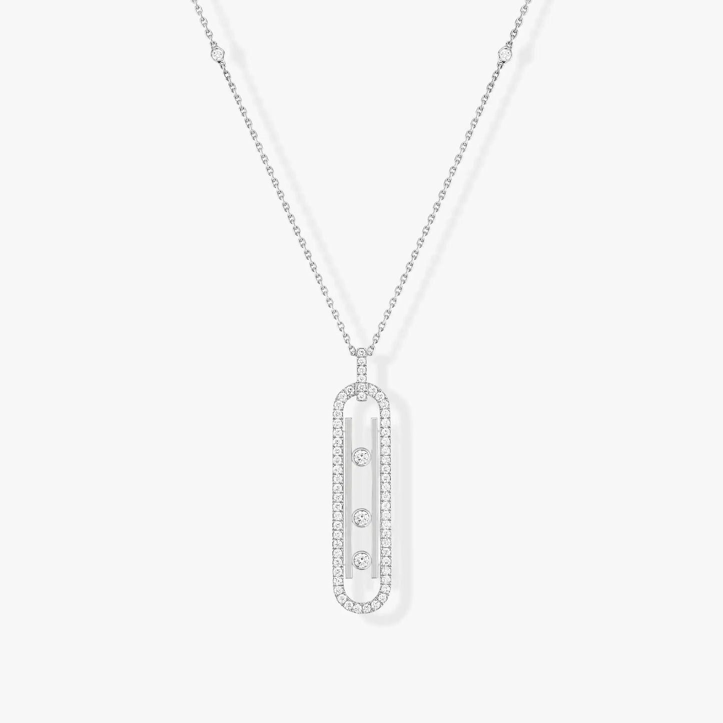 MOVE 10TH PM SILVER DIAMOND NECKLACE