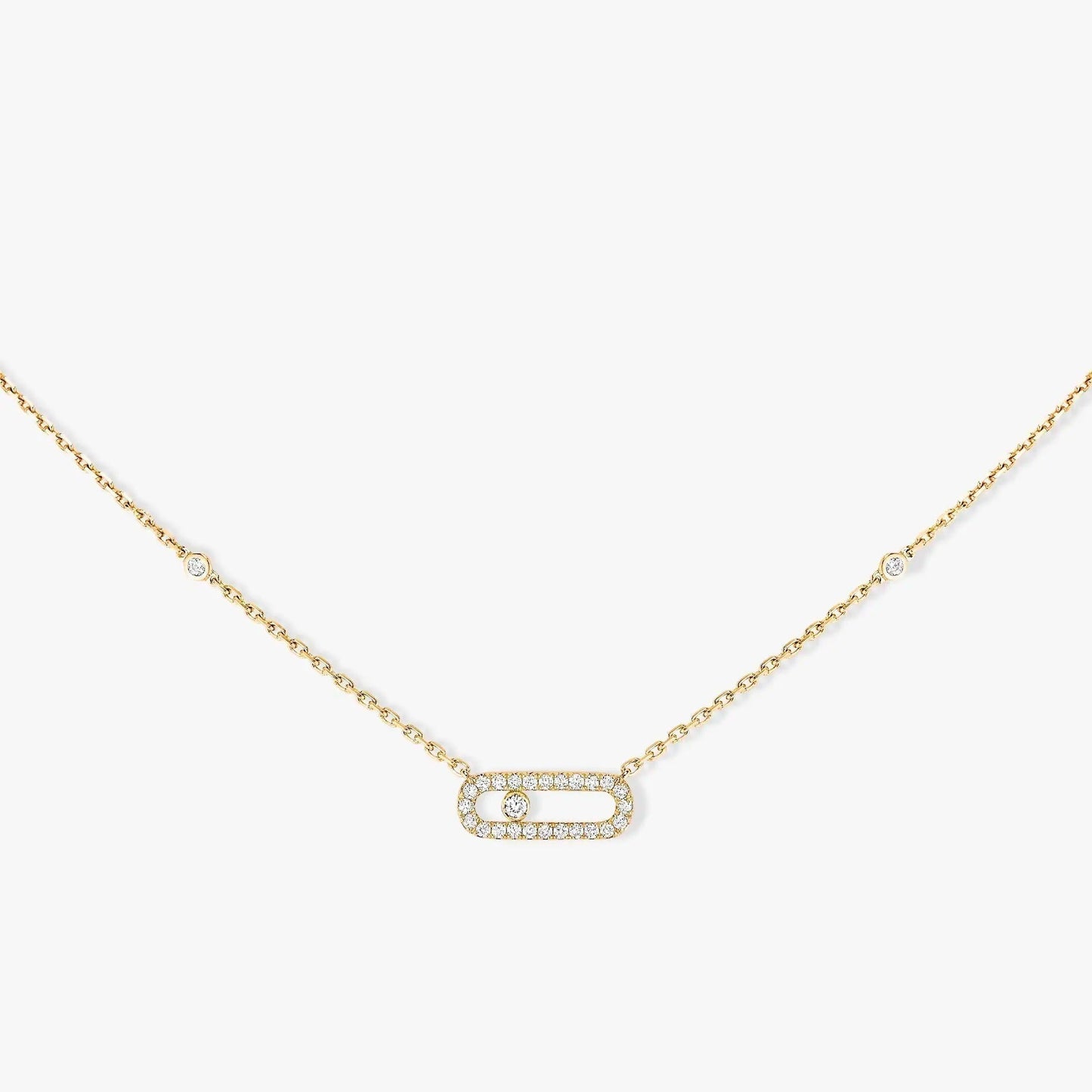 MOVE UNO PAVED SILVER DIAMOND NECKLACE