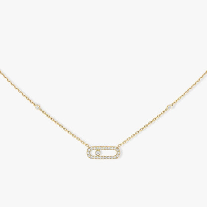 MOVE UNO PAVED SILVER DIAMOND NECKLACE