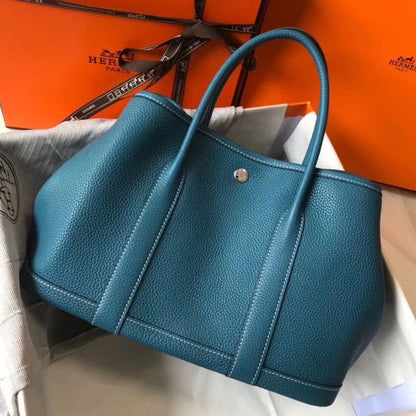 HERM Garden Party 30 Bag In Blue Jean Taurillon Leather