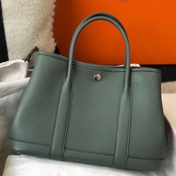 HERM Garden Party 30 Bag In Vert Amande Taurillon Leather