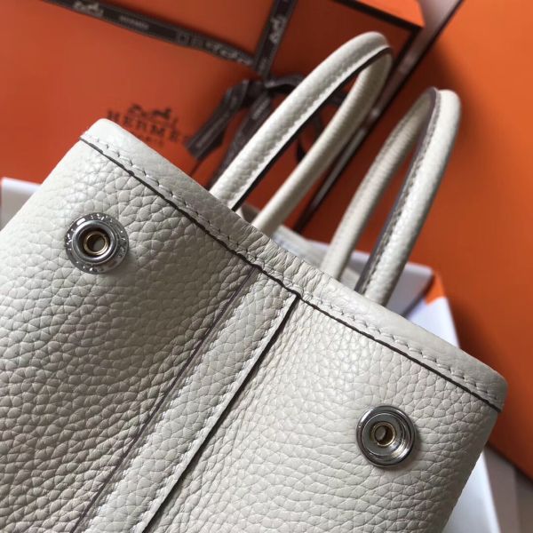 HERM Garden Party 30 Bag In White Taurillon Leather