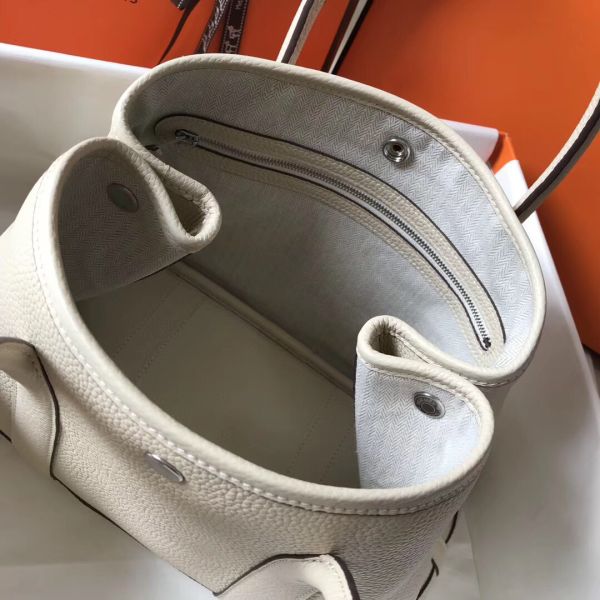 HERM Garden Party 30 Bag In White Taurillon Leather