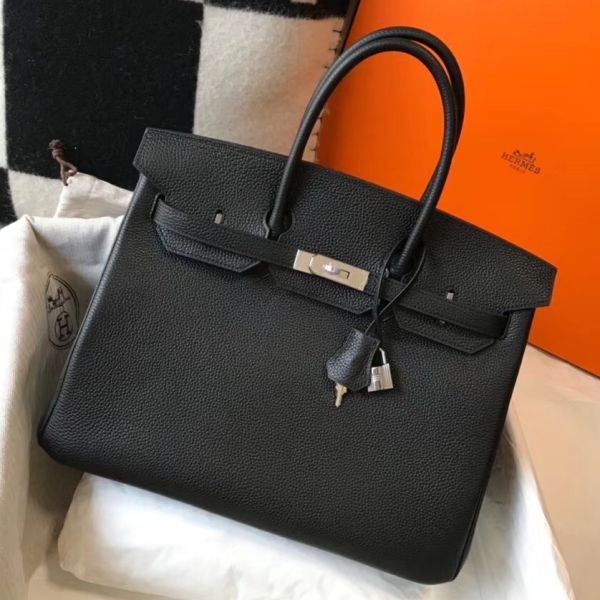 HERM Birkin 30cm Bag In Black Clemence Leather PHW