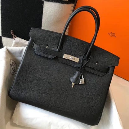 HERM Birkin 30cm Bag In Black Clemence Leather PHW