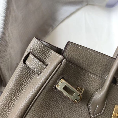 HERM Birkin 30cm Bag In Tourterelle Clemence Leather GHW
