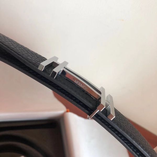 HERM H Au Carre Belt Buckle & Black 32mm Strap