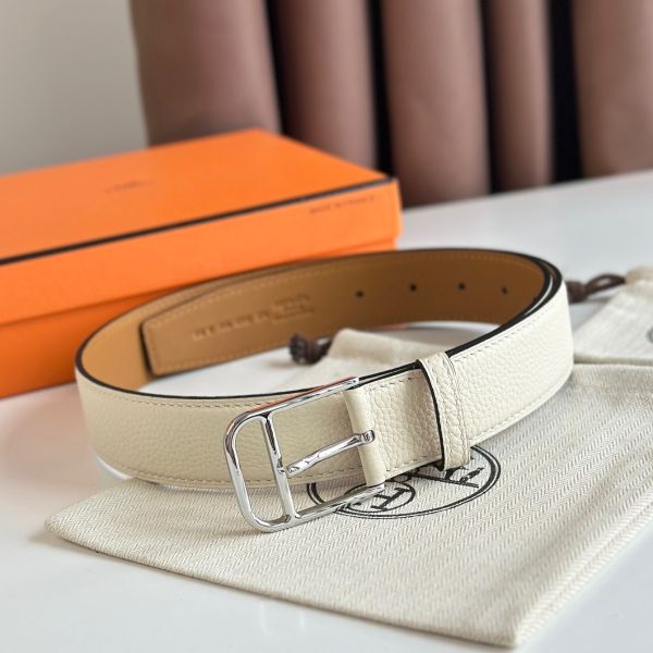 HERM Romain 35MM Belt in Craie Clemence Leather