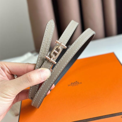 HERM Ancre Reversible Belt 13MM in Grey Epsom Leather