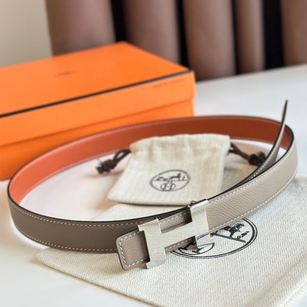 HERM Mini Constance 24mm Belt in Taupe Epsom Leather and Tan Swift Leather