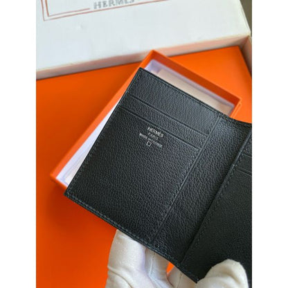 HERM MC¬≤ Euclide Card Holder in Black Shiny Alligator Leather
