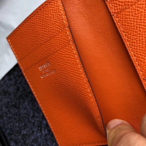 HERM MC¬≤ Euclide Card Holder In Orange Epsom Leather