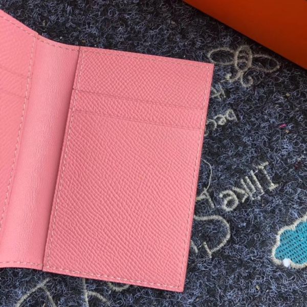 HERM MC¬≤ Euclide Card Holder In Pink Epsom Leather