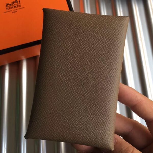 HERM Calvi Card Holder In Taupe Epsom Leather