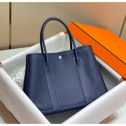 HERM Garden Party 36 Bag In Blue Saphir Clemence Leather