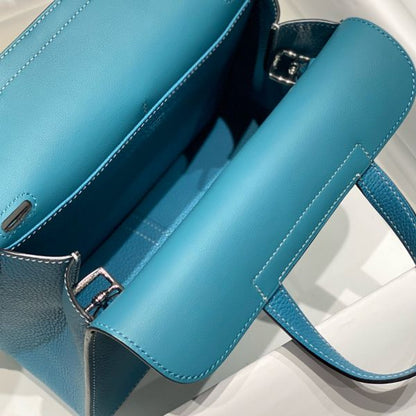HERM Halzan 25 Bag in Blue Jean Clemence Leather