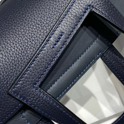 HERM Halzan 25 Bag in Blue Nuit Clemence Leather