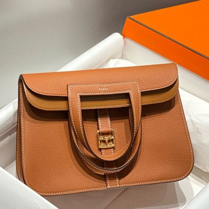 HERM Halzan 25 Bag in Gold Clemence Leather
