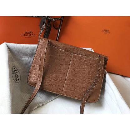 HERM Halzan 31cm Bag In Gold Clemence Leather