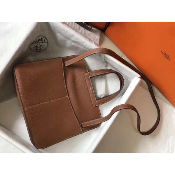 HERM Halzan 31cm Bag In Gold Clemence Leather