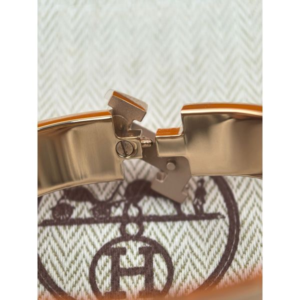 HERM Marron Glace Enamel Clic H Bracelet