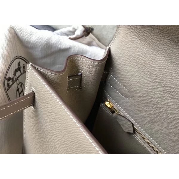 HERM Kelly 25cm Sellier Bag In Gris Asphalt Epsom Leather
