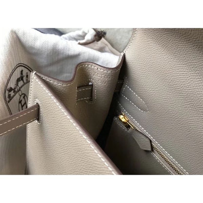 HERM Kelly 25cm Sellier Bag In Gris Asphalt Epsom Leather