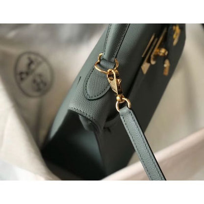 HERM Kelly 25cm Sellier Bag In Vert Amande Epsom Leather