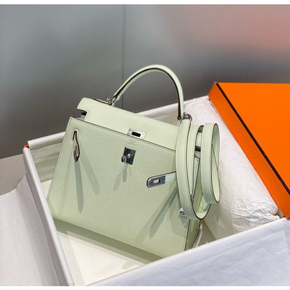 HERM Kelly 25cm Sellier Bag In Vert Fizz Epsom Leather