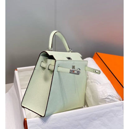 HERM Kelly 25cm Sellier Bag In Vert Fizz Epsom Leather